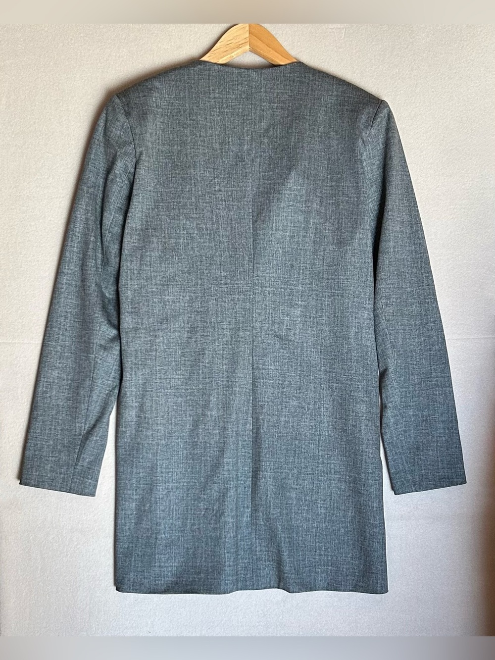 💜 Grey Women’s Long Blazer Coat - Picture 2 of 5